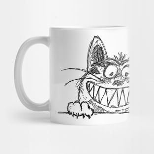 Smiling Cat Drawing in Black Mug